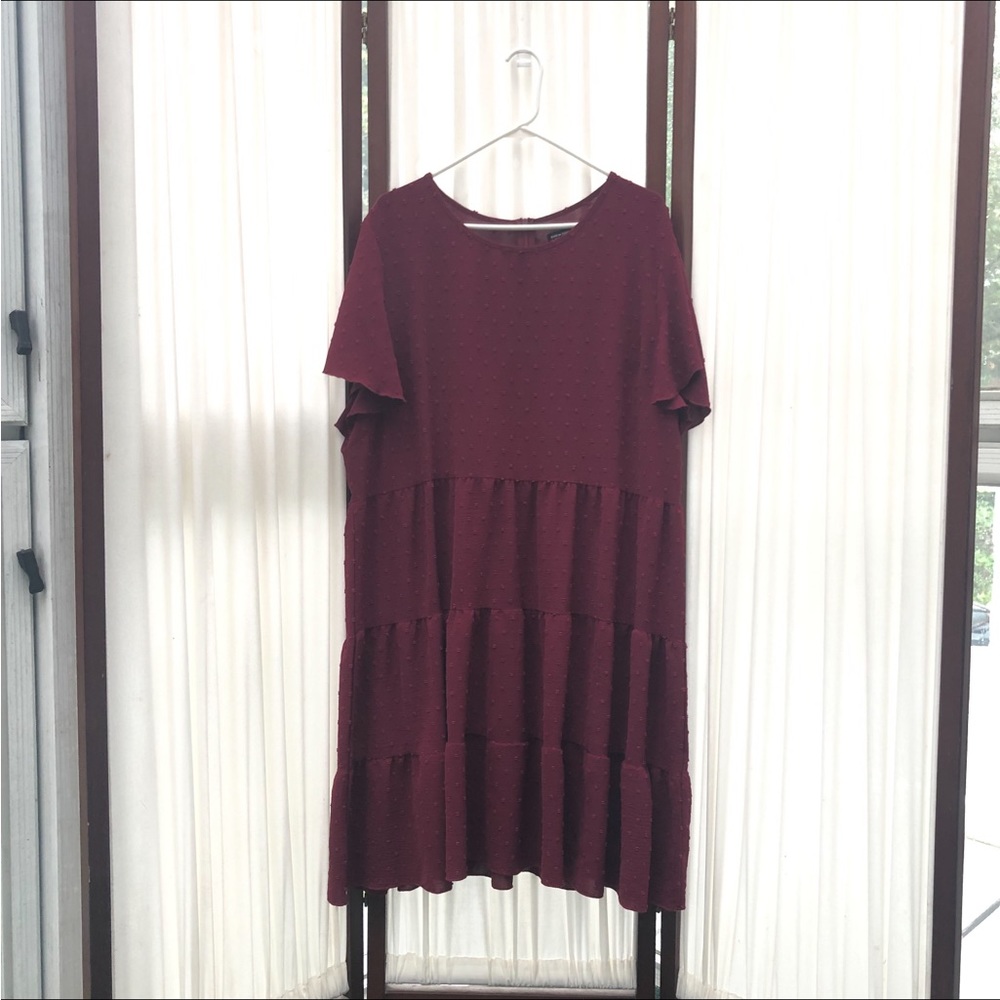 Shein Curve Maroon Tiered Dress